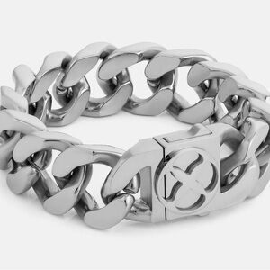 Vitaly Integer Men's Bold Silver Link Bracelet